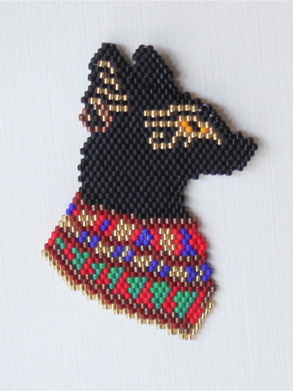 Egyptian Cat Mini Framed Bead Art • Black Gold Luxe Decor - Picture 6 of 6